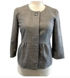 J. CREW FACTORY Women's Peplum Blazer Size 8 Grey Business Coquette Jacket